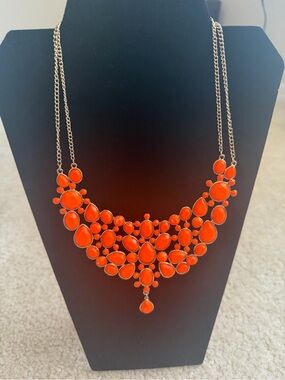 Orange Statement Bib Necklace - Women Jewelry